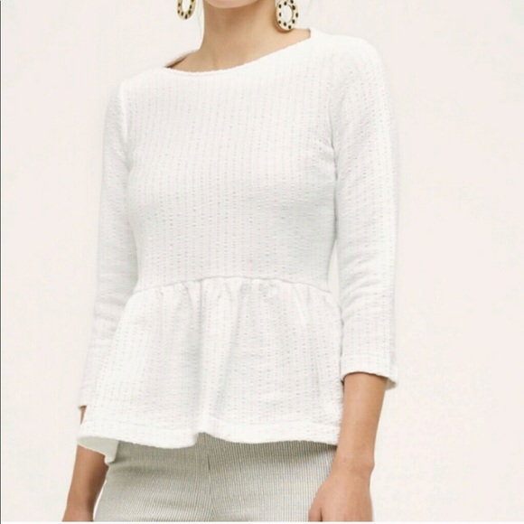 Anthropologie Tops - Anthropologie Amadi White Peplum Top